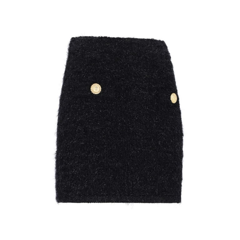 Balmain Female Maze Monogram Tweed Skirt Black Sizes FR 32