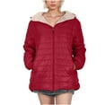 thumbnail image 2 of Qetyuw Women Winter Warm Hooded Jackets Sherpa Lined Quilted Jacket Full Zip Up Fuzzy Fleece Long Sleeve Down Coat with Pocket, 2 of 7