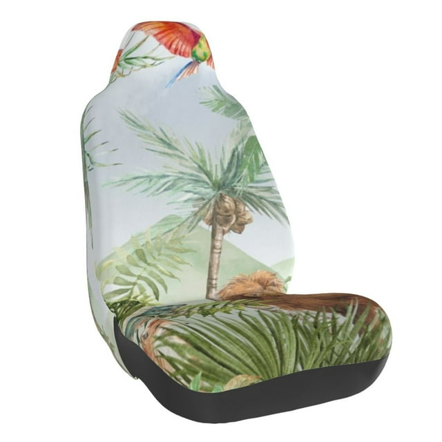 Wukai Watercolor African Animals Wildlife Full Set Car Seat Covers with Soft Padding Universal Auto Front Seats Protector and Cushion Mat