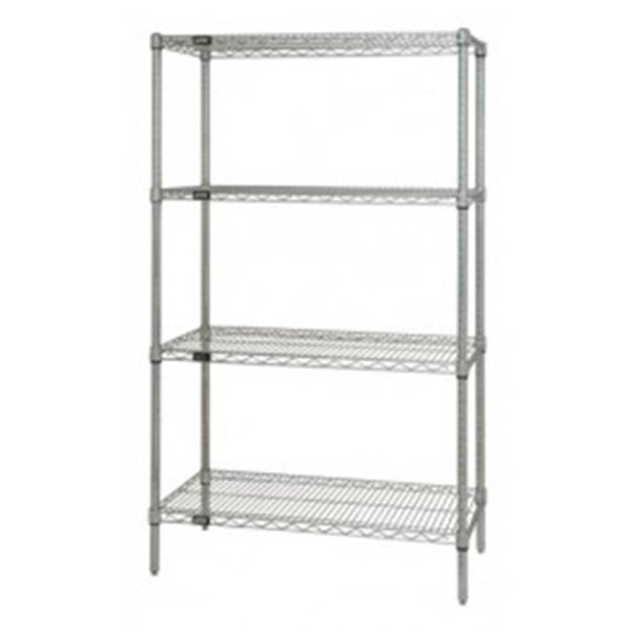 Quantum Storage WR74-2472C Chrome 4 Shelf Wire Shelving Starter Kit - 24 x 72 x 74 in