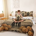 thumbnail image 4 of Homewish Dark Halloween Wizard Skeleton 7pcs Queen Bedding,Crow Pumpkin Print Bedding Comforter Set Queen,Tan Black Orange,Halloween Reversible, 4 of 8