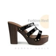 thumbnail image 3 of BLISSFUL STEP Platform Open Toe Chunky Heels Slides Sandals for Women Black (Size 8), 3 of 4
