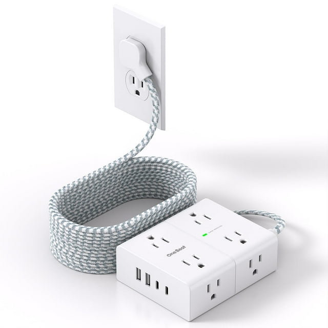 Protector contra sobretensiones Power Strip One Beat de 20 pies con 8 enchufes y 4 USB
