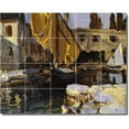 thumbnail image 1 of Ceramic Tile Mural-John Sargent Waterfront Painting 290. 21.25" w x 17" h using (20) 4.25 x 4.25 ceramic tiles, 1 of 3