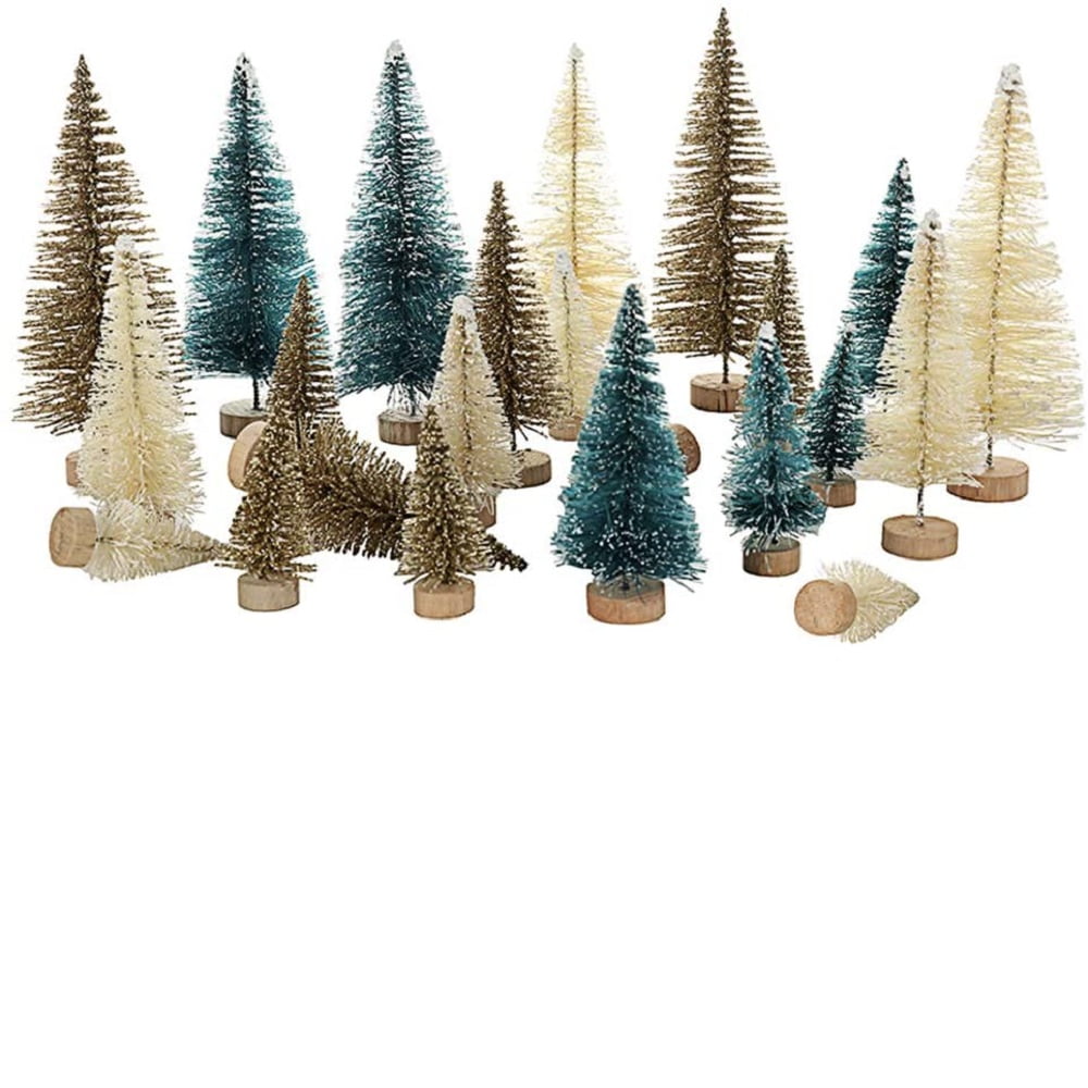 24Pcs Tabletop Christmas Pine Tree Xmas Mini Snow Tree Small Decoration Gift CA 