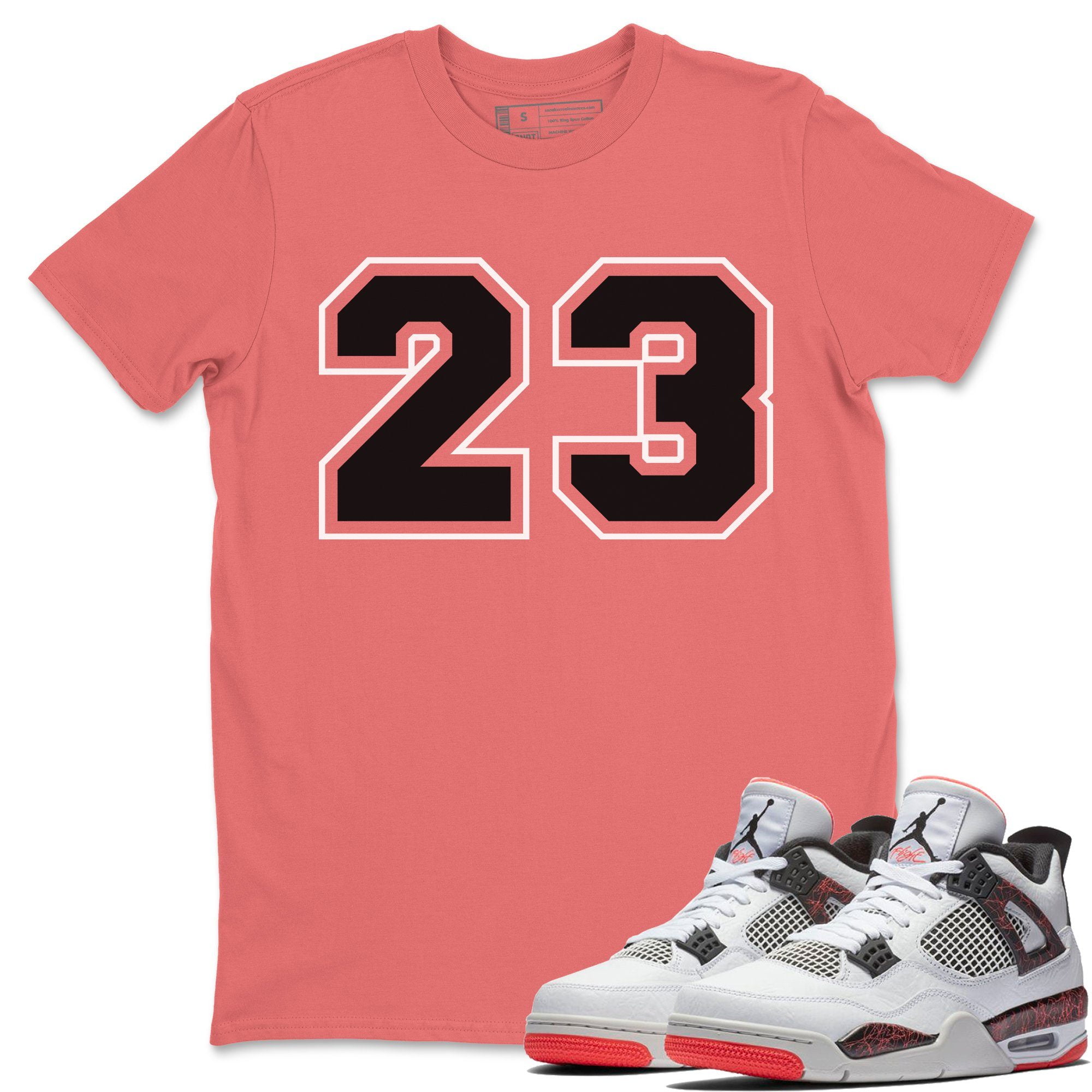 Number 23 T-Shirt - Jordan 4 Hot Lava Sneaker Outfit - AJ4 Matching Top  (Coral / Large) - Walmart.com