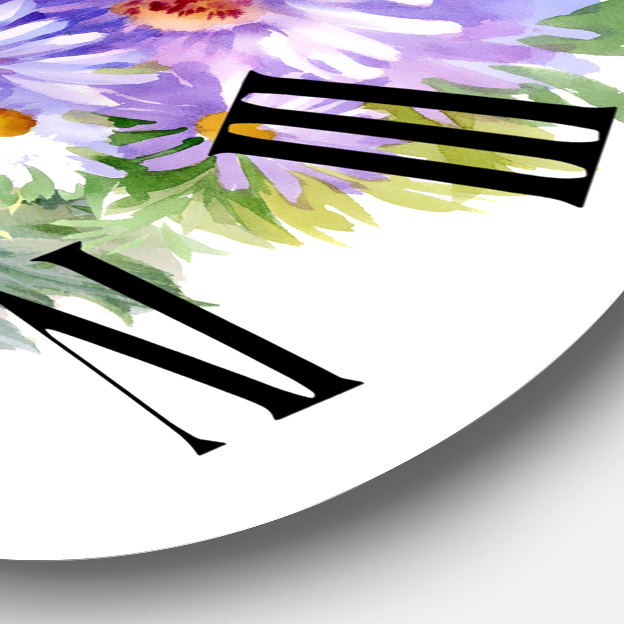 Designart 'Bouquet With Purple Chrysanthemums And Daisies' Traditional Wall Clock