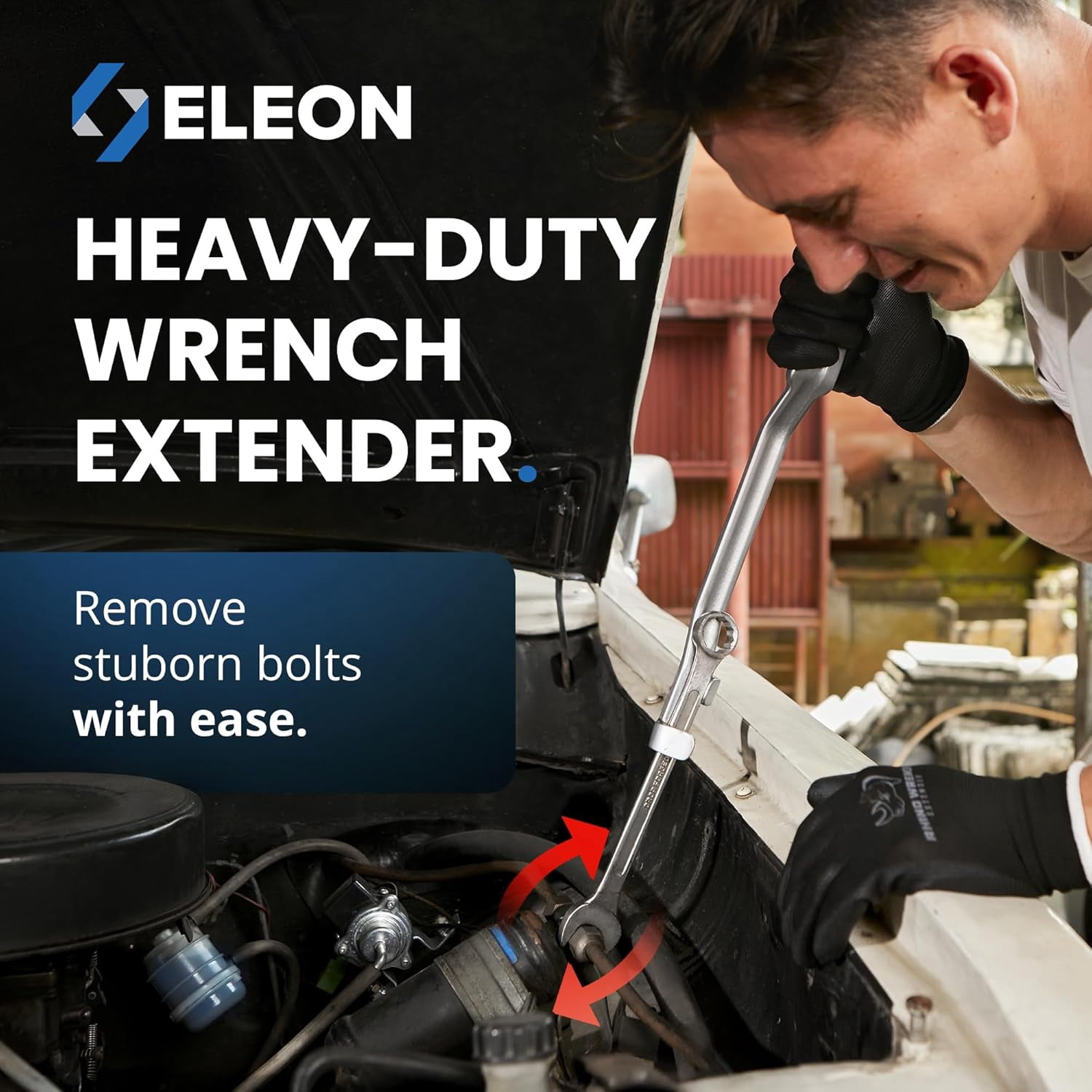Eleon Wrench Extender Tool - 15-Inch Heavy-Duty Torque Wrench Extender w/ Non-Slip Gloves & Microfiber Towel