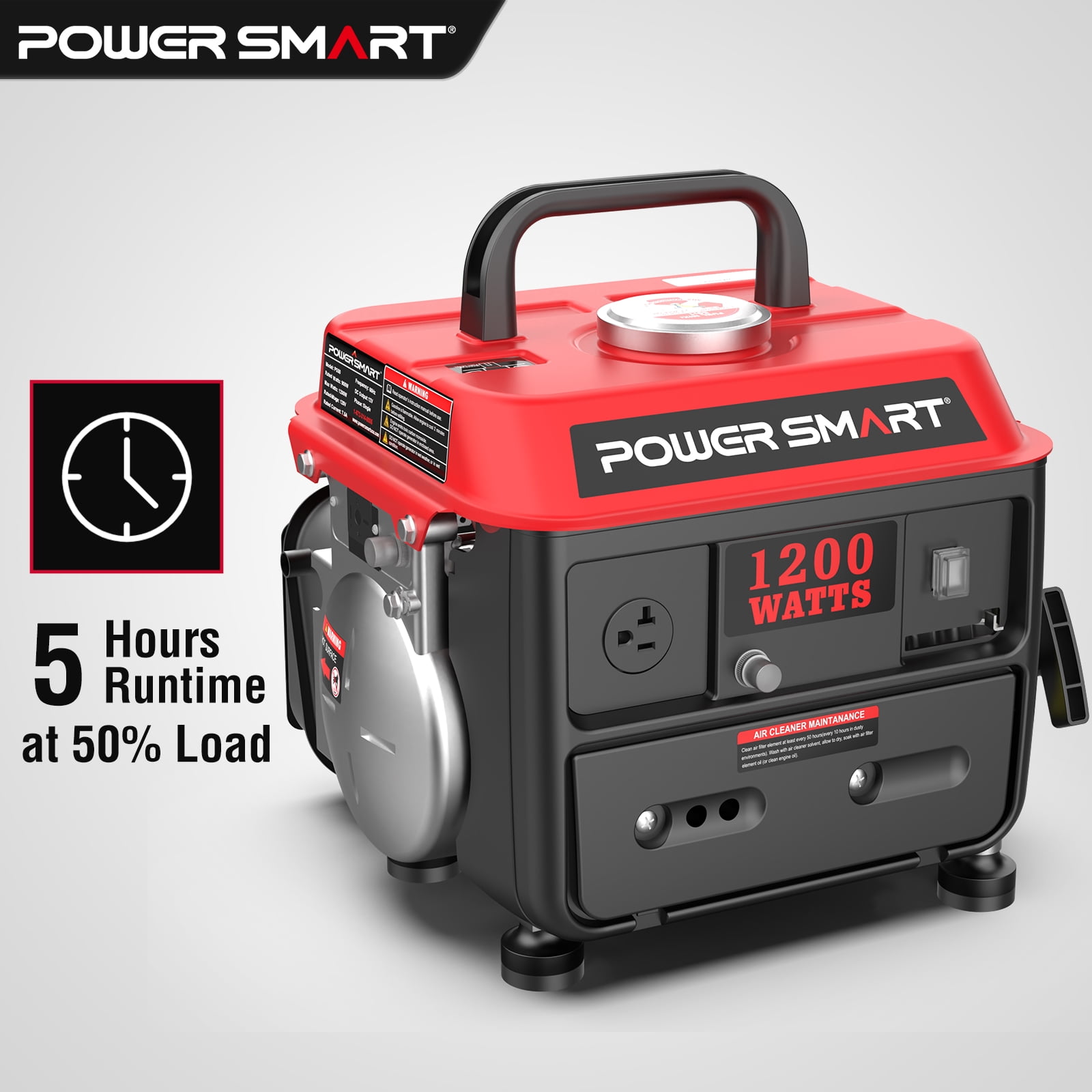 PowerSmart 1200W 2-Stroke Gas Generator Portable for Camping Outdoor, Low Noise with AC Outlet