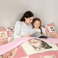 thumbnail image 4 of Homewish Cartoon Cat Animals Checkered Queen Comforter Set,Pink Flowers Comforter Sets Queen,Pink Reversible,3pcs,1 Comforter and 2 Pillowcases, 4 of 7