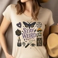 thumbnail image 2 of Stay Weird Witchy Aesthetic T-Shirt – Occult Symbols Graphic Tee , Gold, Size XL, 2 of 6