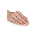 thumbnail image 6 of 9.35 Carat (Ctw) Emerald-Cut Morganite Band Ring in 14K Rose Pink Gold with Diamonds for Women, 6 of 7