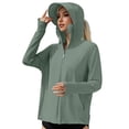 thumbnail image 3 of Trgacdwlo Ice Silk Women's Sun Protection Jacket Hoodie Clothing with Wide Brim Quick Dry Cooling Rash Guard Zip Up Fishing Shirt Green, 3 of 5