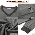 thumbnail image 6 of MOSHU Color Block T Shirts for Women V Neck Long Sleeve Womens Shirts Loose Fall Tops with Pocket, 6 of 8