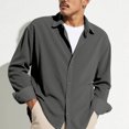 thumbnail image 5 of Men's Corduroy Button Down Shirt Casual Long Sleeve Loose Fit Square Neck Thick Cotton Shirt for Fall Winter Outdoor Daily Wear Dark Gray XL, 5 of 7