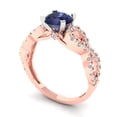 thumbnail image 2 of 1.42 ct Round Cut Simulated Blue Sapphire Solitaire with Simulated Diamond Accents 18K Rose/White Gold Womens Engagement Ring, 2 of 5