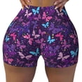 thumbnail image 2 of Naloa Bright Purple Butterflies Biker Shorts for Women Seamless Scrunch Short Women’s Yoga Shorts for Gym Running Sport Shorts-Medium, 2 of 8