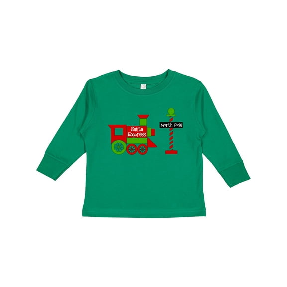 Inktastic Christmas Santa Express Train to the North Pole Boys or Girls Long Sleeve Toddler T-Shirt