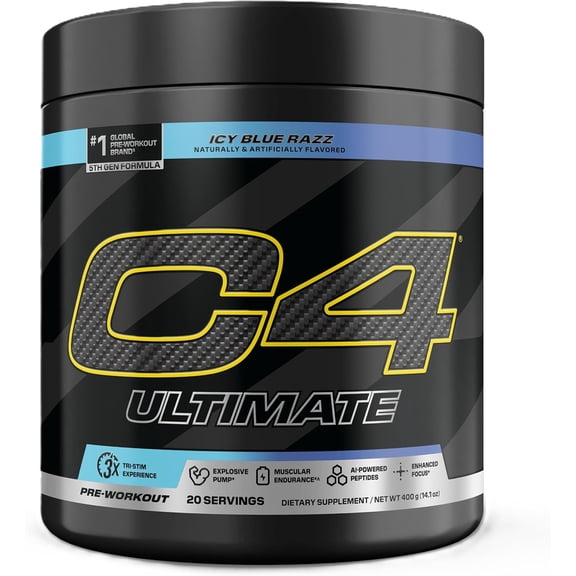 Polvo para antes del entrenamiento Cellucor C4 Ultimate ICY Blue Razz 20sv