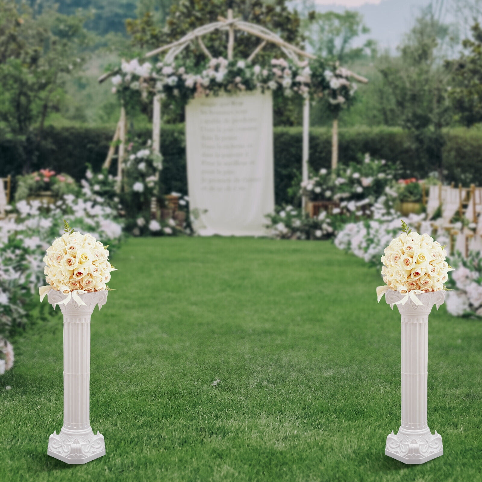 Roman Column Set Wedding Columns 4-Piece Roman Column Set - Lightweight Plastic Greek ...
