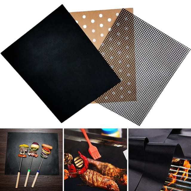 Visland Tapis de Barbecue 3Pcs à Trous Fins Résistant à la Chaleur Même à Haute Température, Grille-Pain Antiadhésif Réutilisable