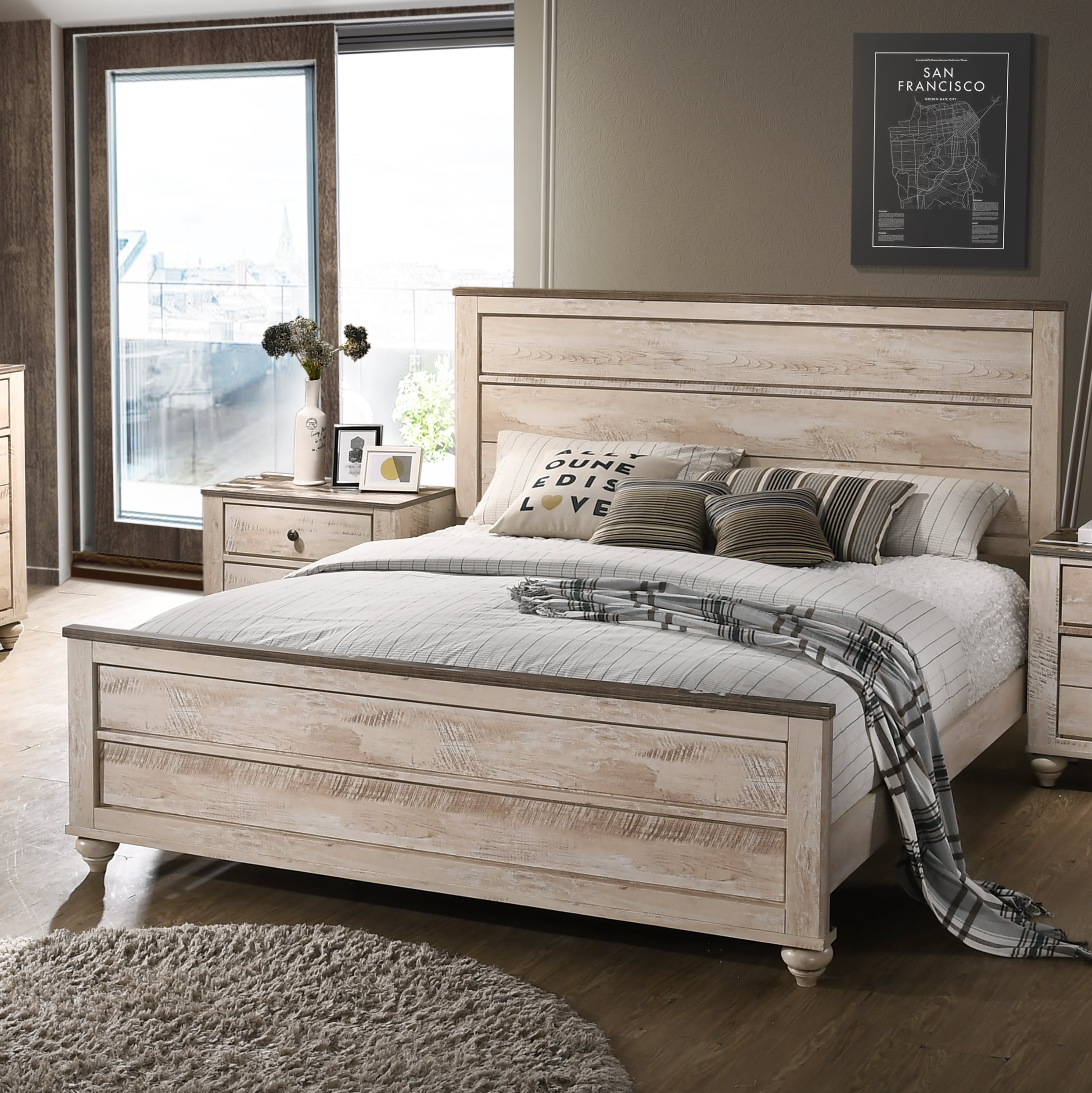 Roundhill Furniture Imerland, Panel King Bed