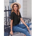 thumbnail image 5 of SWQZVT Womens Tops Dressy Casual Blouses V Neck Work Shirts Trendy Tops Summer Short Sleeve Business Dressy Work Tops, 5 of 6