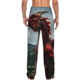thumbnail image 6 of Mens Pajama Pants, Majestic Red Dragon Soft Sleep & Lounge Pants for Men, Cuteness Casual PJ Bottoms Pants with Pockets, 6 of 7