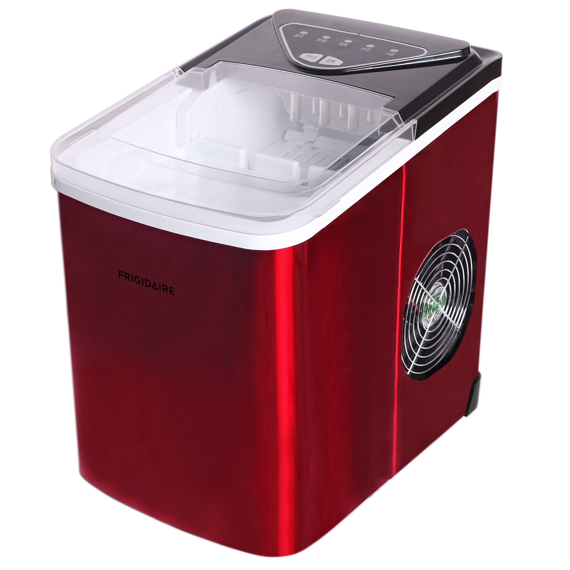 Frigidaire 26 Lbs. Countertop Ice Maker, Bullet Shaped Ice, Red Stainless Steel