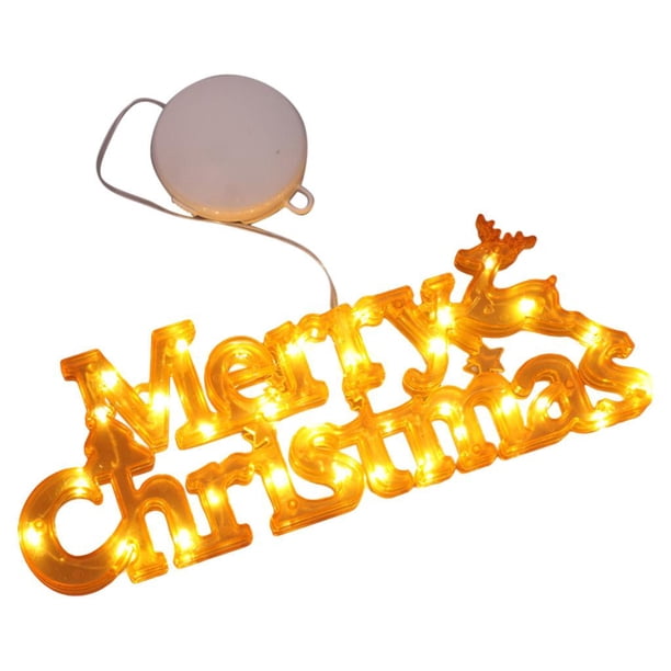 Letreros navideños con letras luminosas para decorar cualquier habitación, funciona con pilas, para fiestas. Amarillo