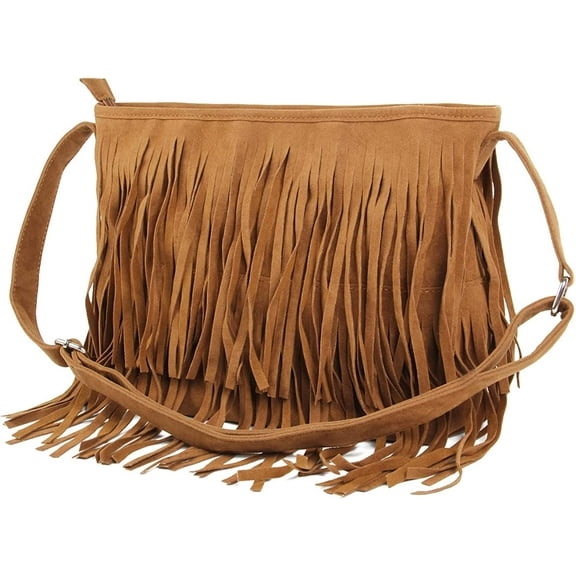 YOUI-GIFTS Women's Fringed Faux Suede Shoulder Bag Hobo Tassel Cross Body Bag Purse Sling Bag for Ladies