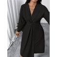 thumbnail image 4 of Wedding Guests Dresses Women Formal Maxi Dress Plus Size Twist Front V-Neck Wrap Cocktail Dress Evening Party Black XXL, 4 of 9