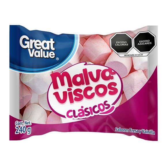 Malvaviscos Great Value clásicos sabor fresa y vainilla 240 g
