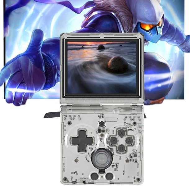 Reproductor Juegos Con Tapa para ANBERNIC RG35XXSP Pantalla IPS 3 5 Pulgadas 64G Compatible Streaming (64G 128G) Blanco