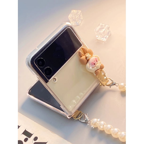 Pearl Bracelet Cute Girl Phone Case For Samsung Galaxy Z Flip 3 Hand Chain Clear Z Flip Cover Walmart Com