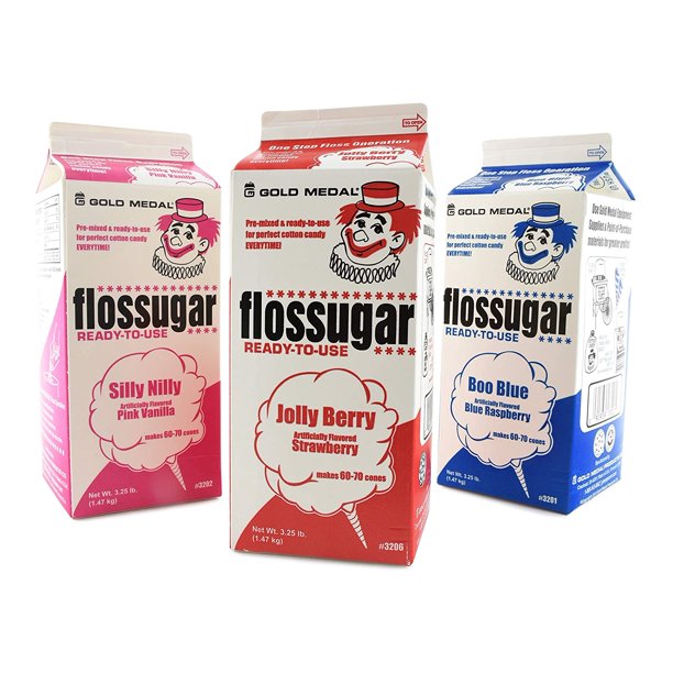 Cotton Candy Floss Sugar Blue Raspberry, Pink Vanilla, Strawberry1/2