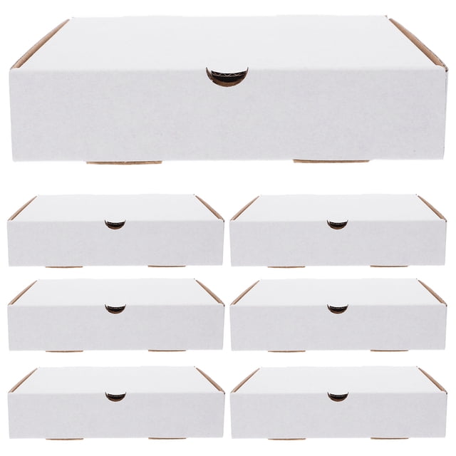 AURARMLET 30Pcs White Kraft Pizza Boxes Small Corrugated Food Safe Reusable For Takeaway Packaging 7Inch