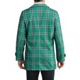 thumbnail image 3 of INSPIRE CHIC Plaid Overcoat for Men's Notch Collar Single Breasted Checked Winter Trench Coat S Green, 3 of 6