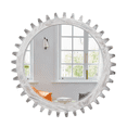 thumbnail image 4 of Tcbosik Wall Decorative Mirror 42 Inch, Round Wooden Hanging Mirror, Gear Shape Vanity Mirror for Bathroom Bedroom Living Room, White Washed, 4 of 7
