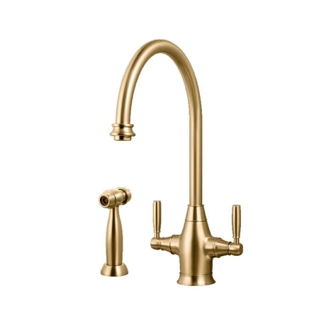 Houzer CRLSS-650-BB 14.375 Faucet Hole Brushed Brass Charleston Two Handle Kitchen Faucet