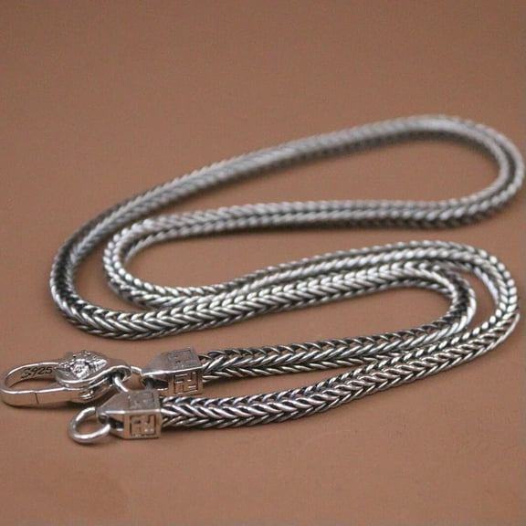 K-KED Pure 925 Sterling Silver Necklace Men 4mm Wheat Link Chain 20inch Gift S925