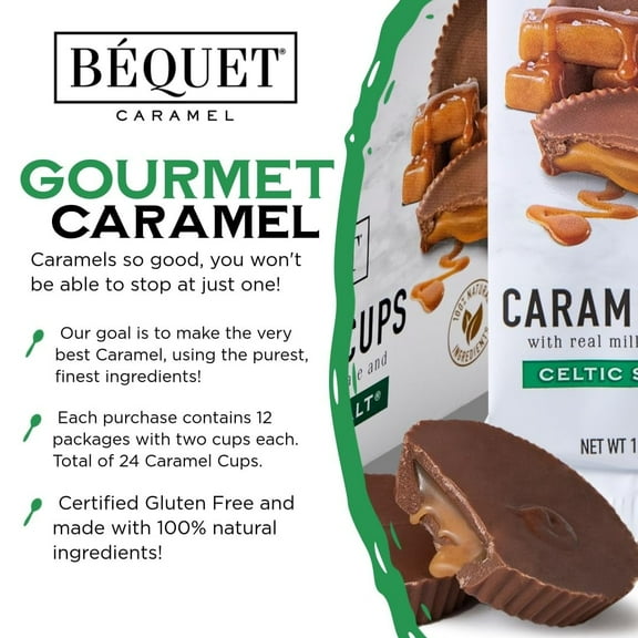 Bequet Caramel Cups with Real Milk Chocolate & Celtic Sea Salt, 17.1 Ounce
