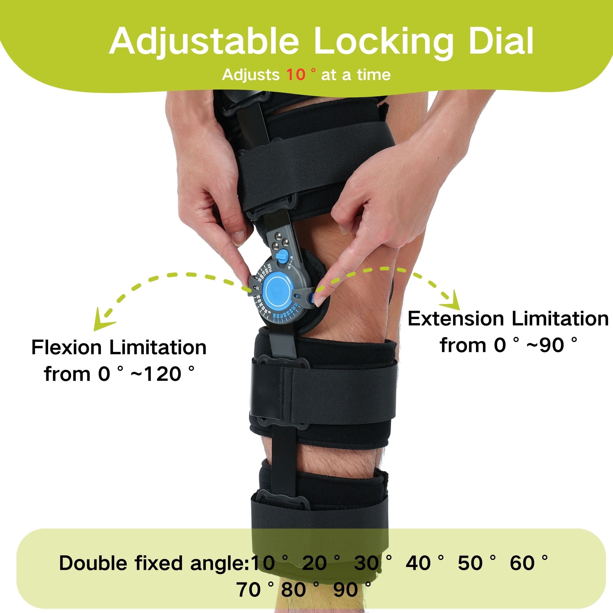 Hinged ROM Knee Brace Post Op Knee Support Adjustable Knee Immobilizer with Side Leg Stabilizers for Men and Women for Meniscus Tear, Arthritis, ACL, PCL, Osteoarthritis, Orthopedic Rehab