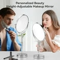 thumbnail image 5 of LED Lighted Makeup Mirror Tabletop, 10X Magnifying Mirror with 3 Color Lights, Brightness Adjustable Height Adjustable, 15''~19'' Double Sided Touch Switch Desk Mirror,, 5 of 9