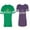 Men Green / Women Purple, variant on King Queen Old Unisex Couple Matching Cotton Jersey style T-Shirt Contrasting stripes on sleeves (Men Green / Women Black) (Men S / Women S)