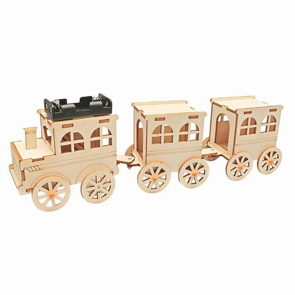 WEUVEB Wooden Train Model Parts Diy Unpainted Wood Construction Kit 1Pack Beige