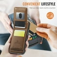 thumbnail image 6 of Magnetic 2 in 1 Detachable for iPhone 16e, Case with Card Holder, for Women Men PU Leather RFID Blocking Flip Kickstand Credit Slots Slim Phone Cover for iPhone 16e, Brown, 6 of 12