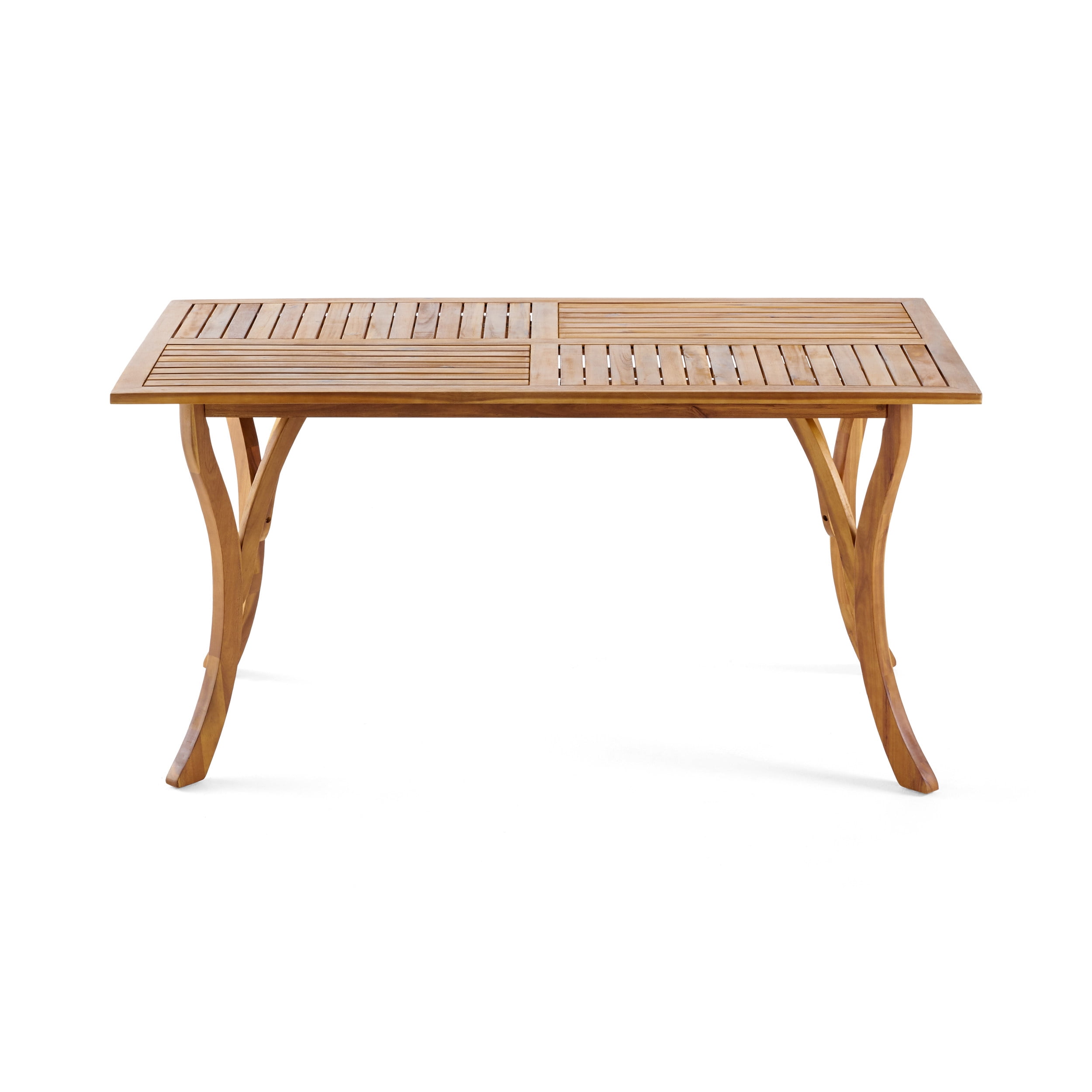 Outdoor Rectangular Solid Wood Dining Table 59 Inch, Large Size Household Table for Patio Garden, Teak