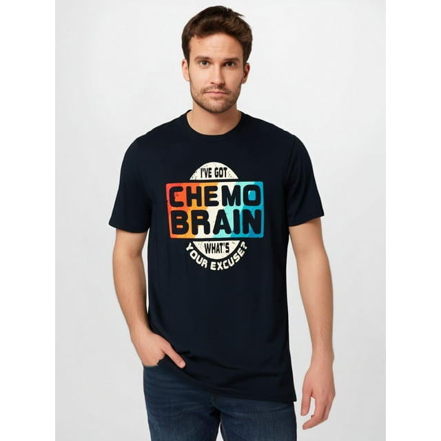 Chemo Brain Excuse Question Flat Digital Print Men's T-Shirt, Pure Cotton Comfortable Casual Wear, Trendy Design, High-Quality Short Sleeve Tee For Adult, Men, Women, Teen, Teenager, Adolesc