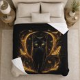 thumbnail image 5 of Mystical Golden Moonlit Black Cat Butterflies Halloween, Mystical Pet Portrait Pattern, Warm Flannel Blanket for Living Room and Bedroom, Cat Lovers Just Because Gift, Pet Lover Home Decor, 5 of 9